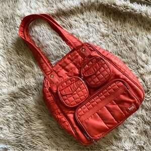 Lug puddle Jumper orange quilted overnight travel bag